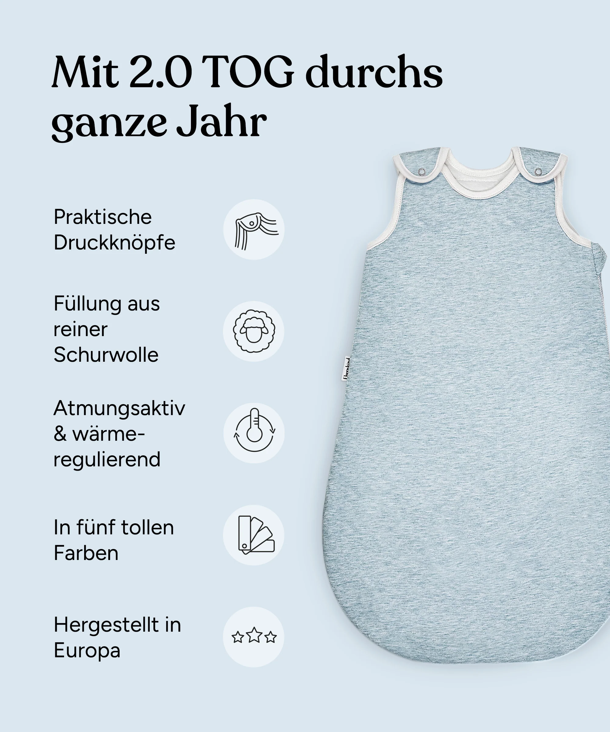 Babyschlafsack | ganzjährig | Wollfüllung - Image 3