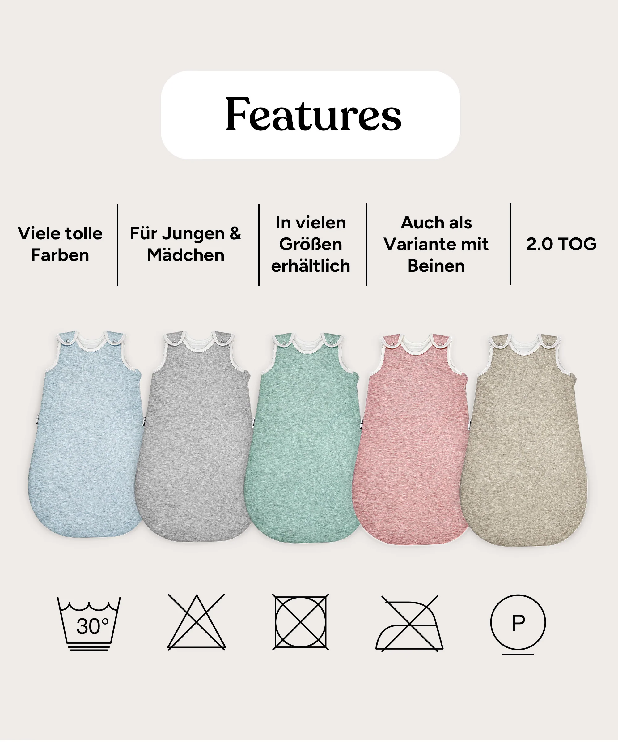 Babyschlafsack | ganzjährig | Wollfüllung - Image 7