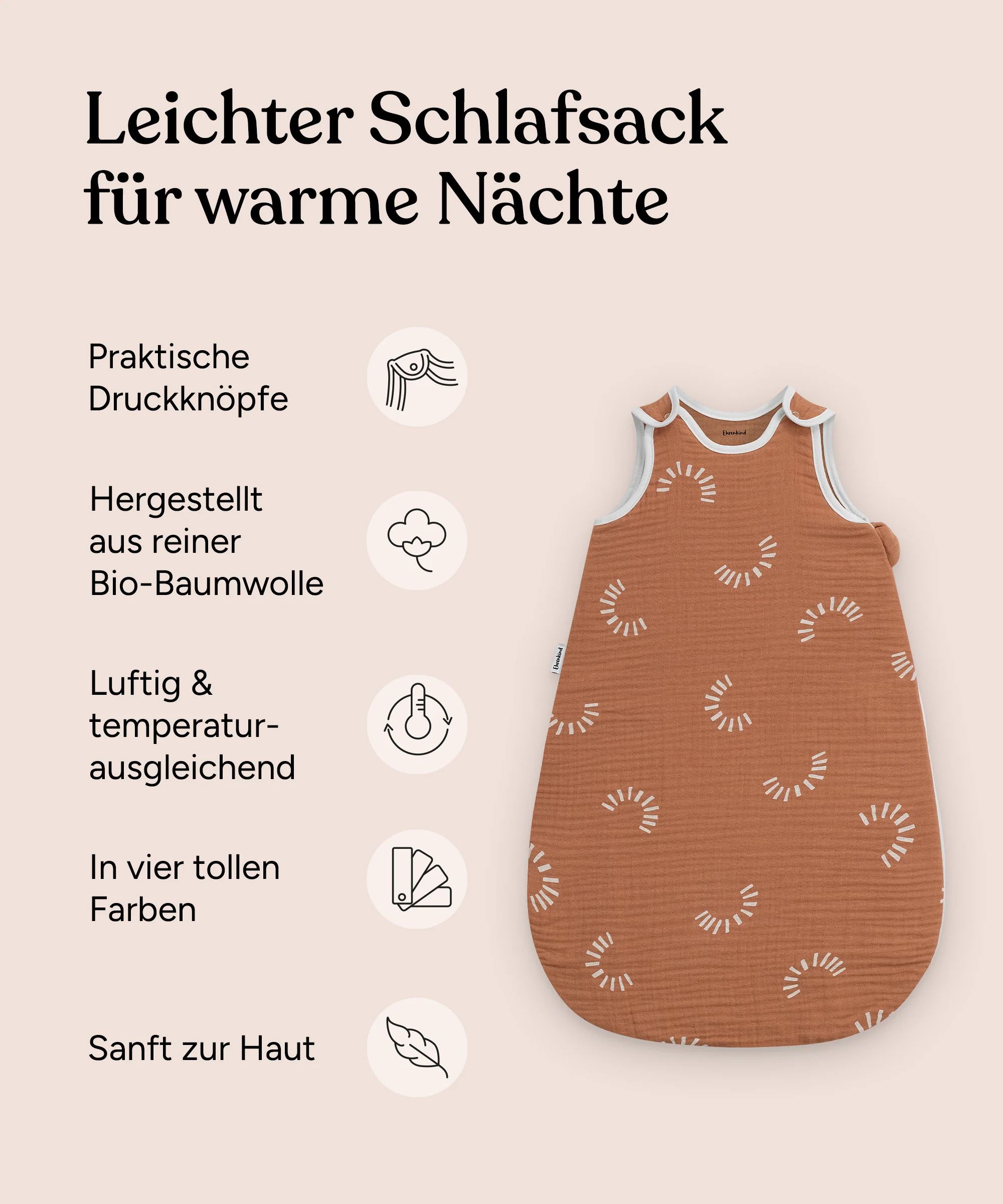 Babyschlafsack | Sommer 0.5 TOG | Musselin - Image 3
