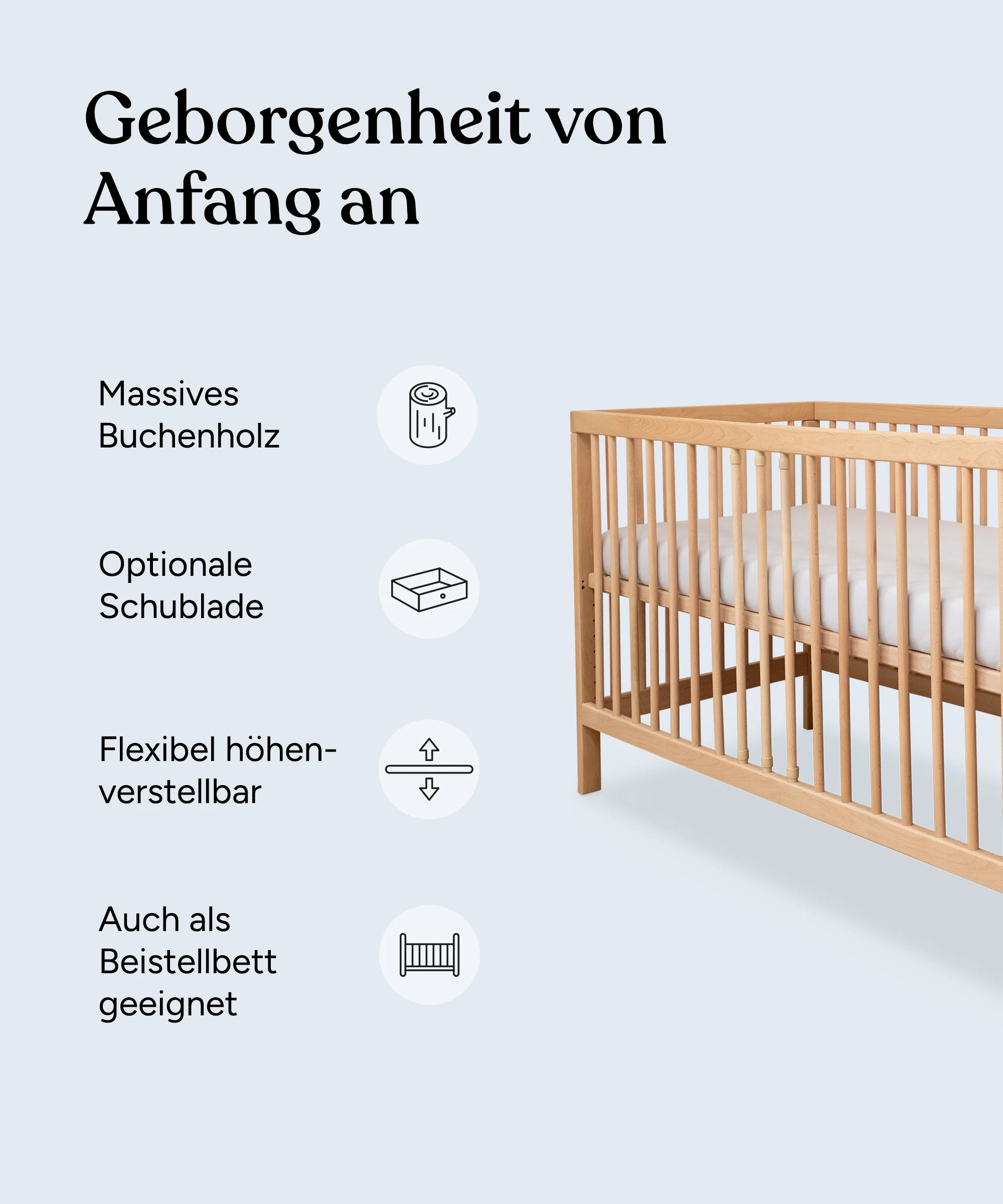 Babybett Pur  |  Klarlack - Image 4