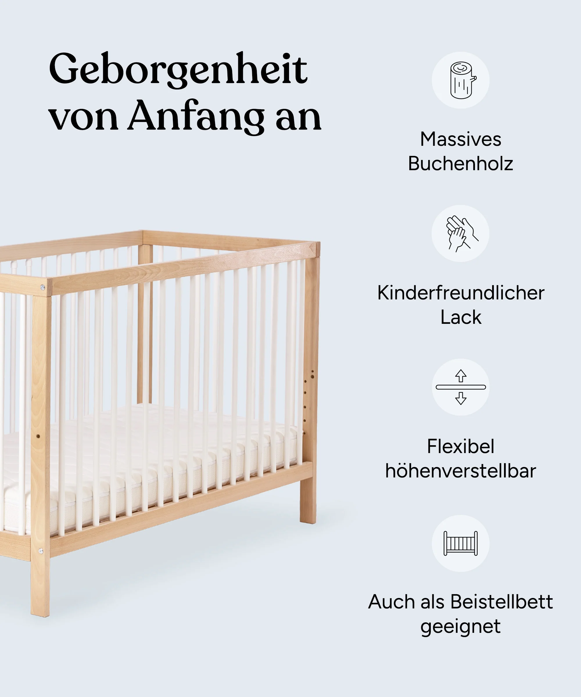 Babybett Pur |  Natur-Weiß - Image 4