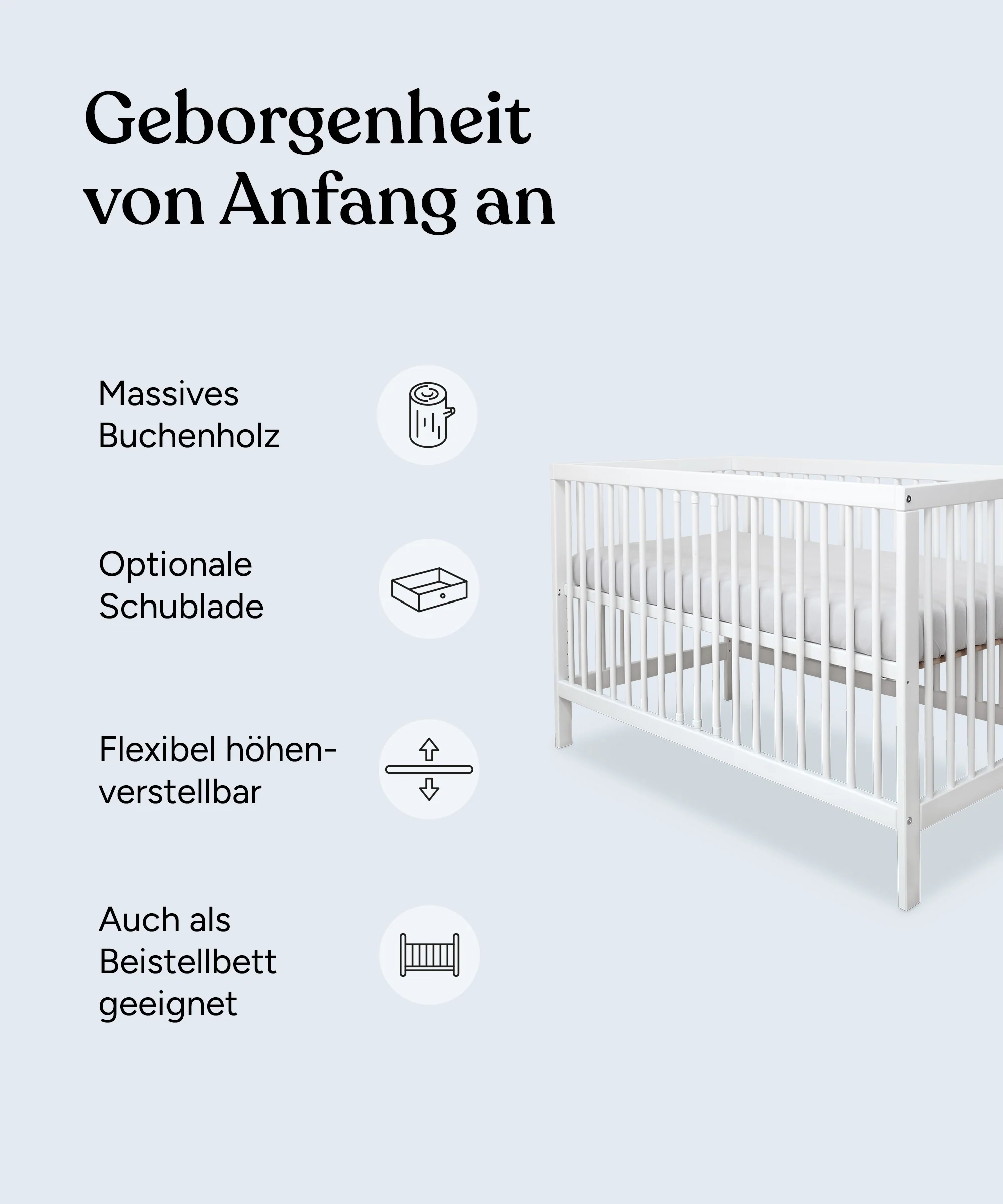 Babybett Pur  |  Weiß - Image 4