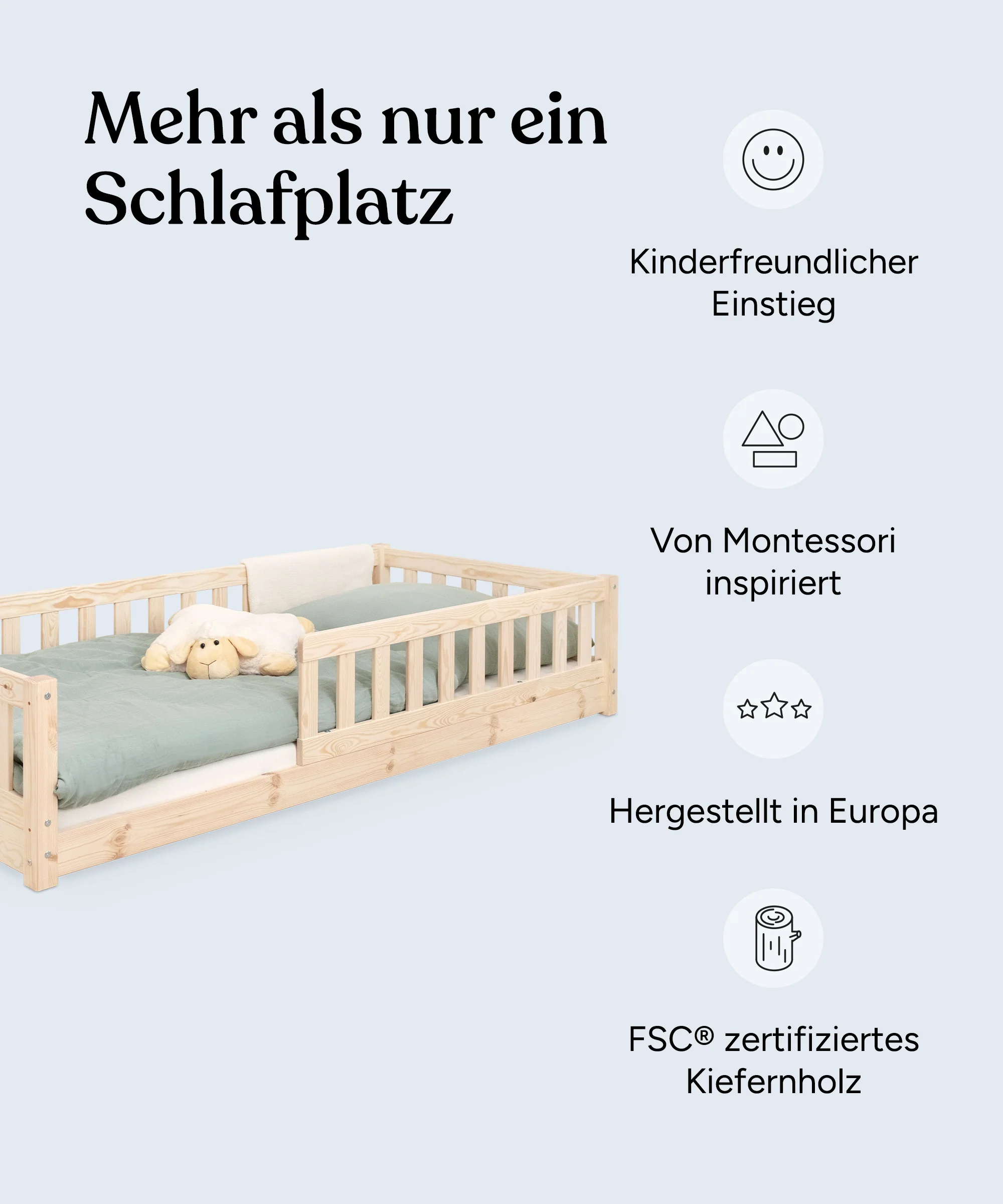 Bodenbett Lille  |  Kiefer Natur - Image 4