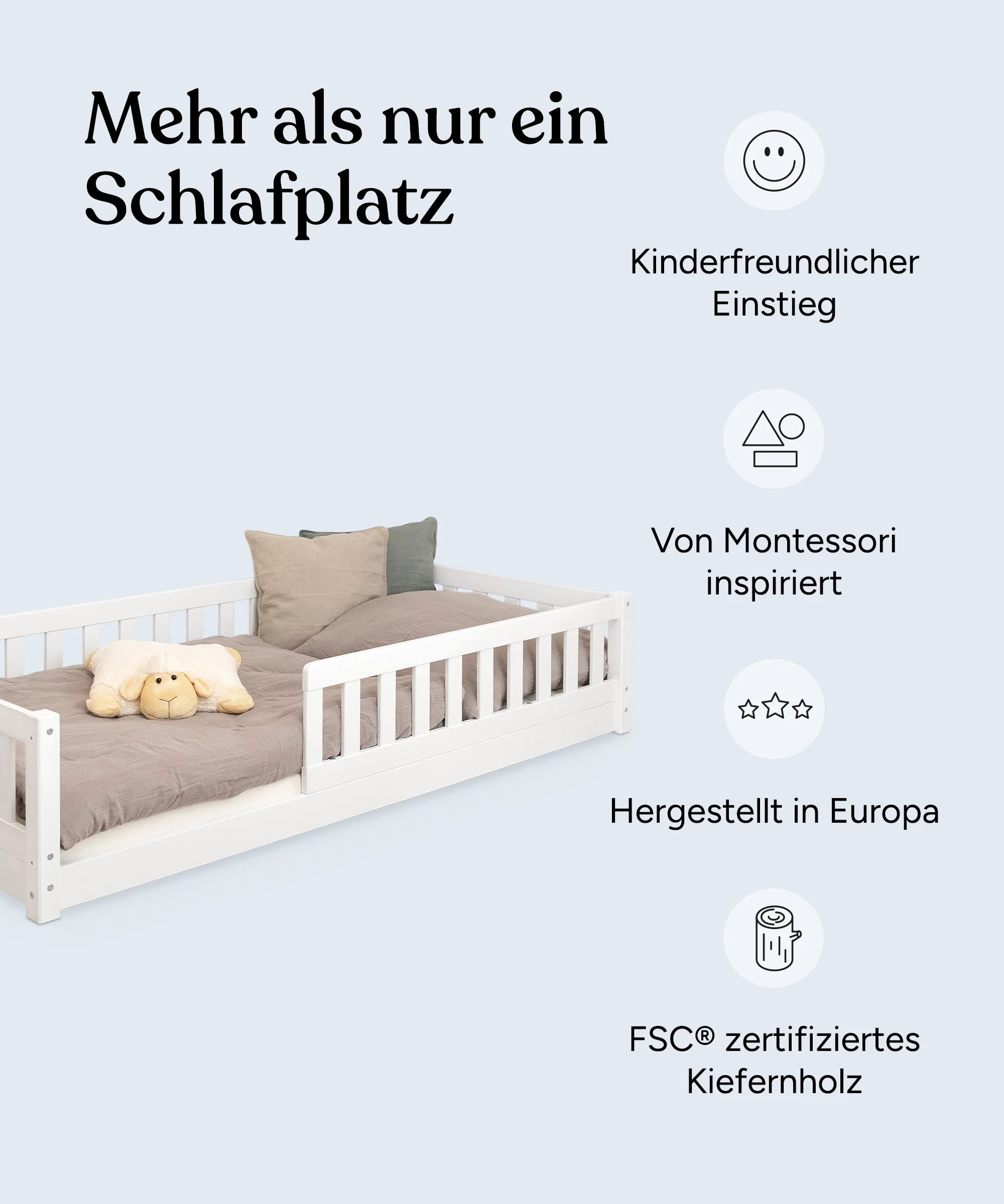 Bodenbett Lille  |  Kiefer Weiß - Image 4