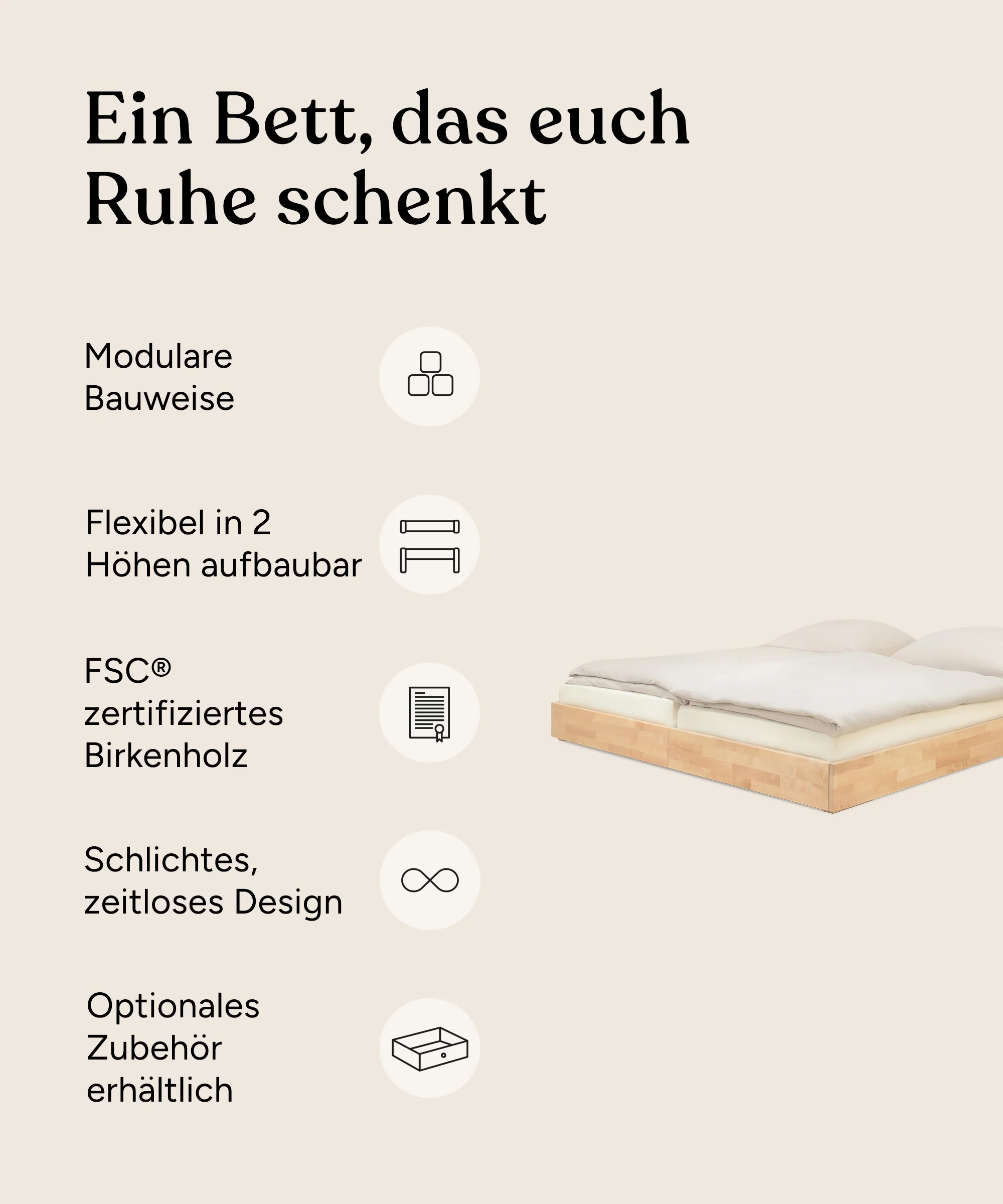Doppelbett Plano | Birke | 180 × 200 cm - Image 3
