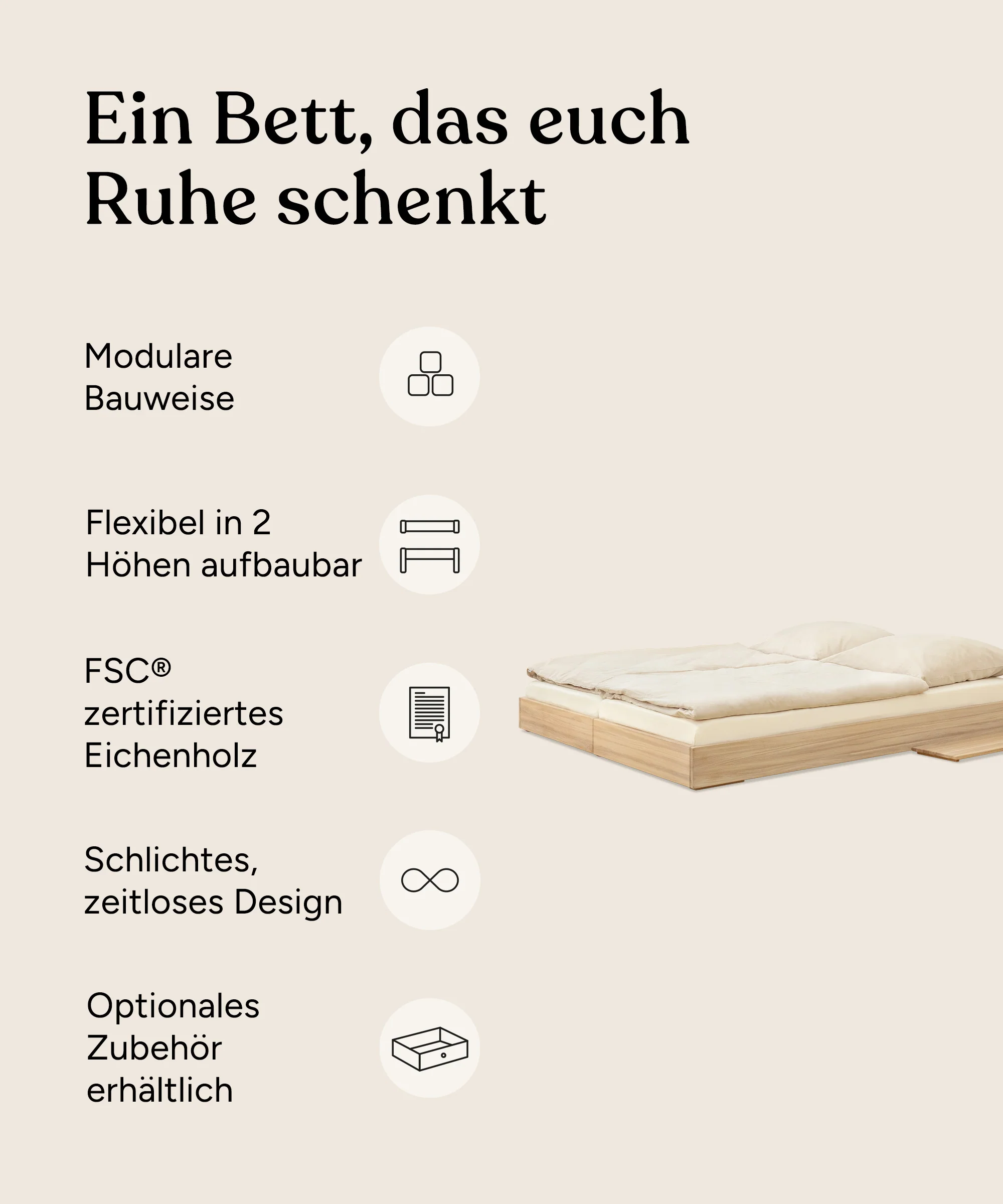 Doppelbett Plano | Eiche | 180 × 200 cm - Image 3