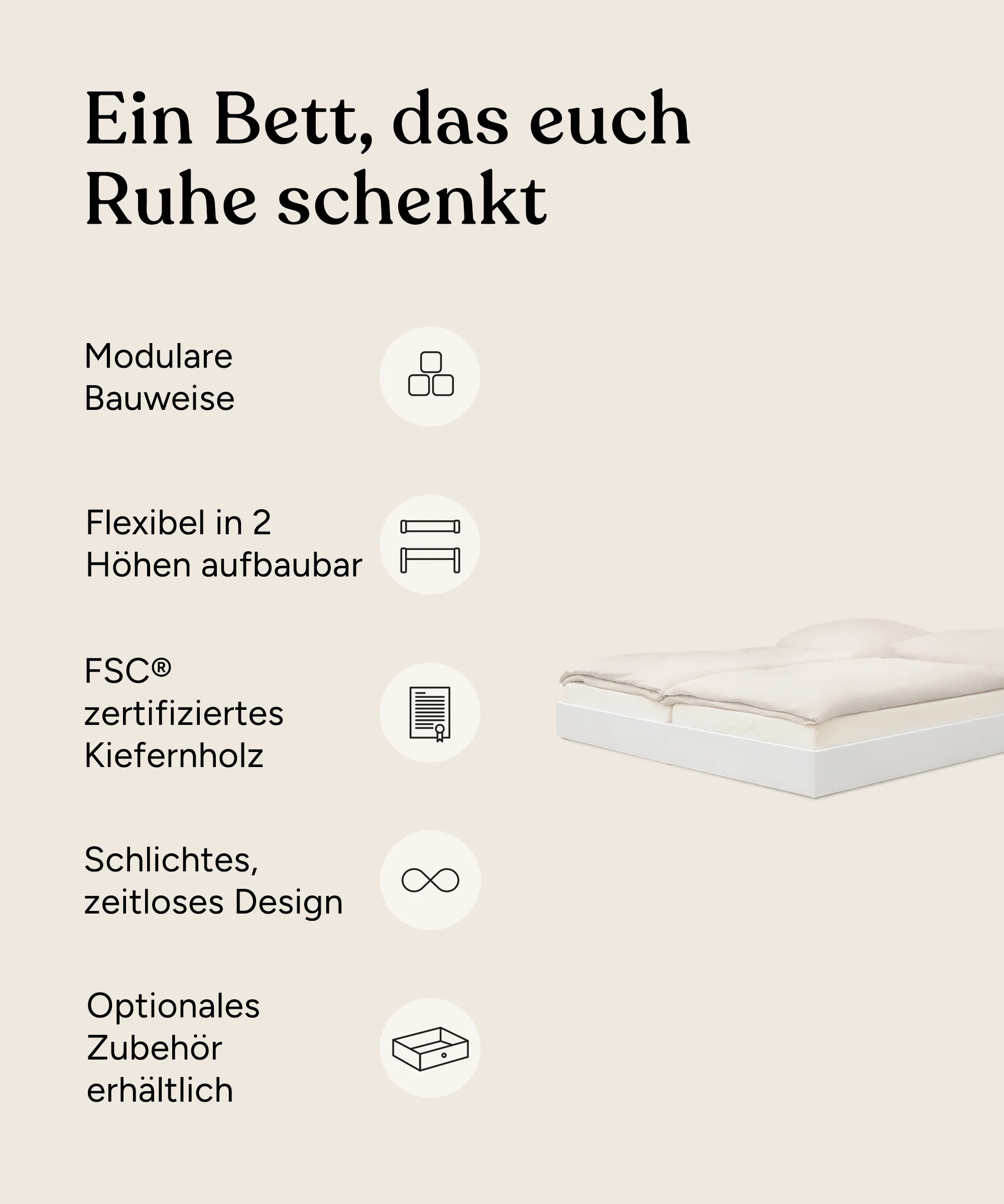 Doppelbett Plano | Kiefer Natur | 180 × 200 cm - Image 3