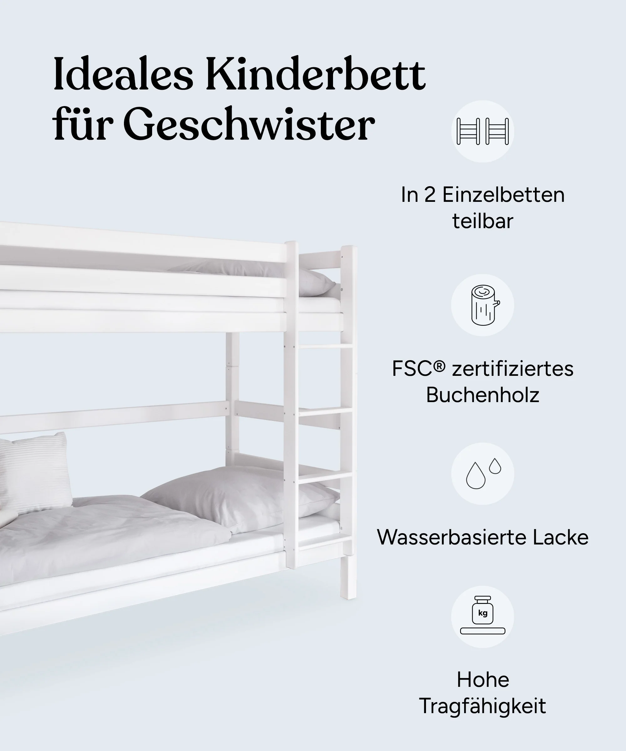 Etagenbett Hoch (B-Ware)  |  Buche Weiß - Image 5