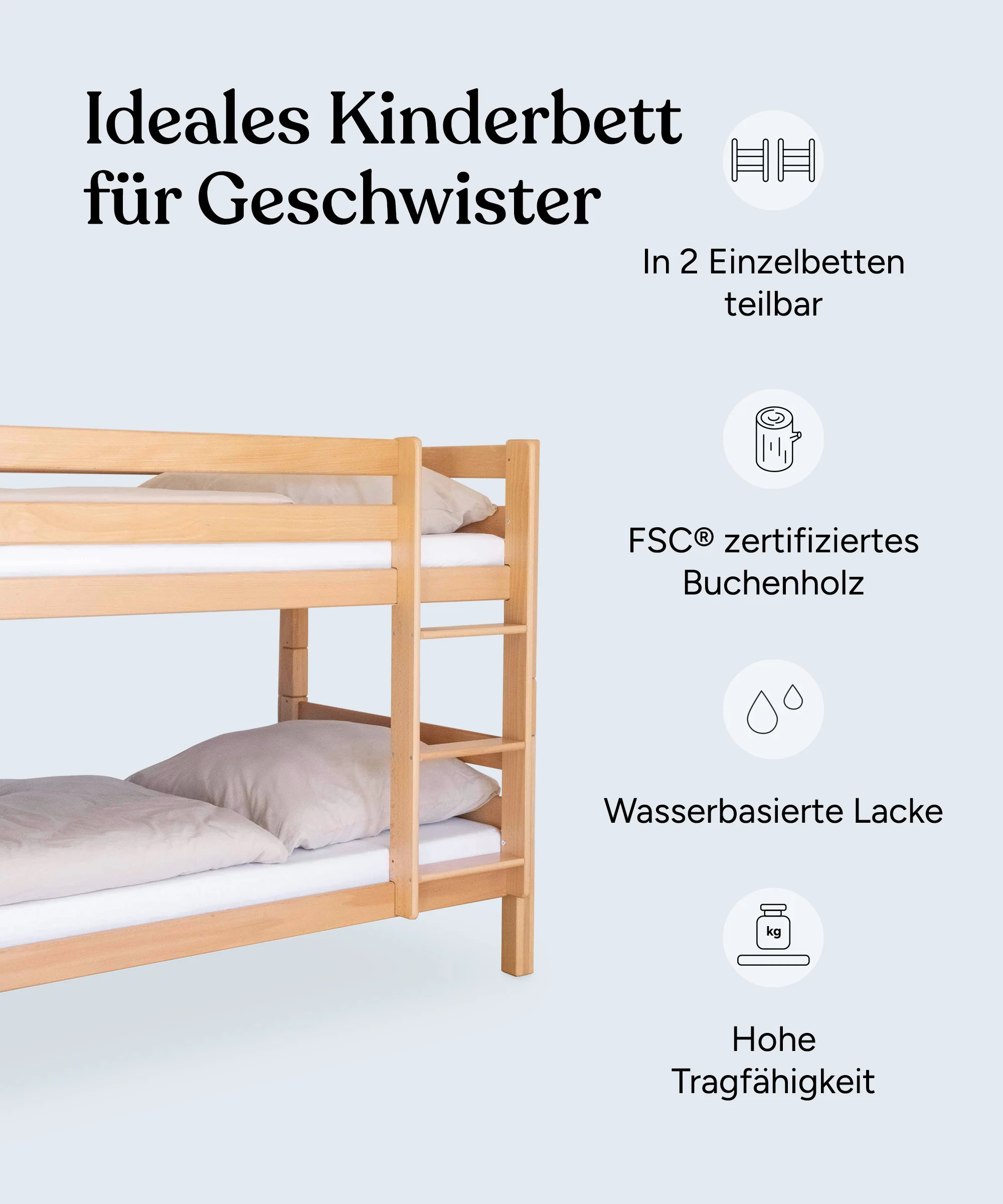 Etagenbett Mittelhoch  |  Buche - Image 4