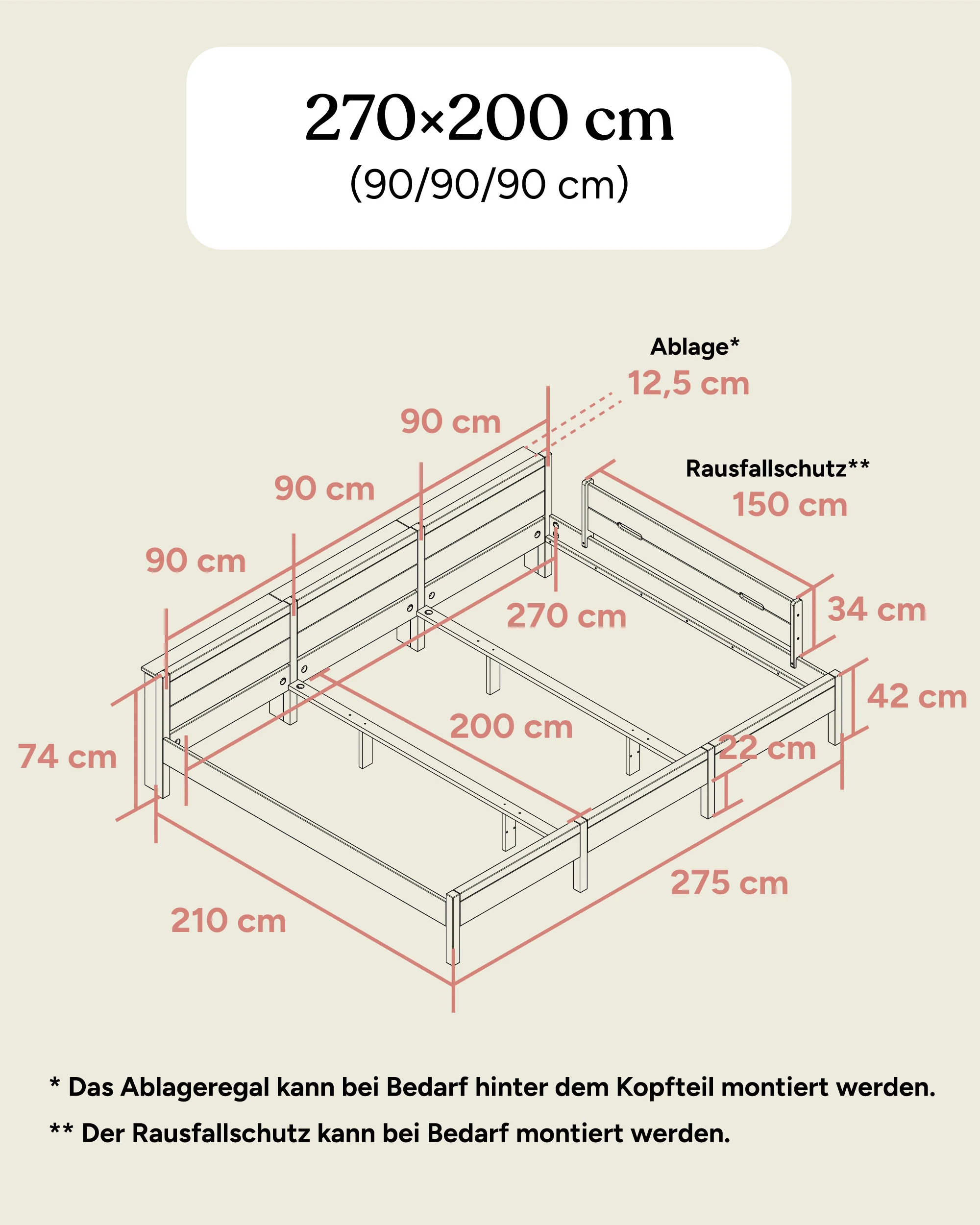 Familienbett  |  Esche  |  270 × 200 cm - Image 11