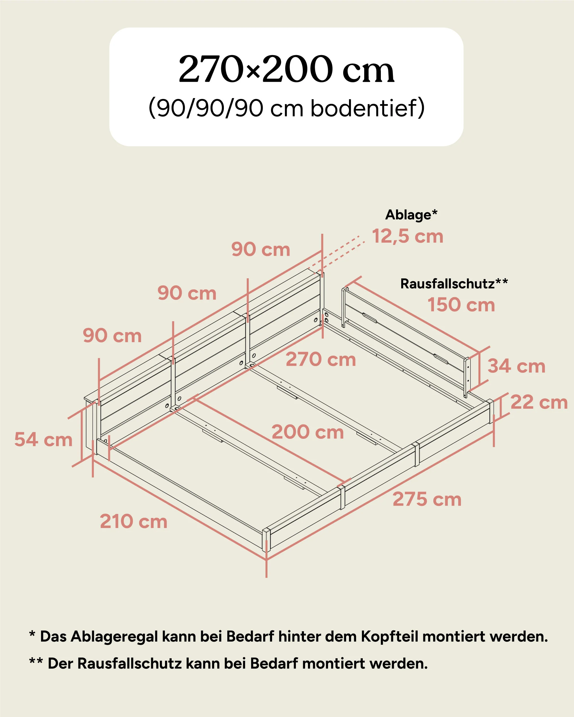 Familienbett  |  Esche  |  270 × 200 cm - Image 12