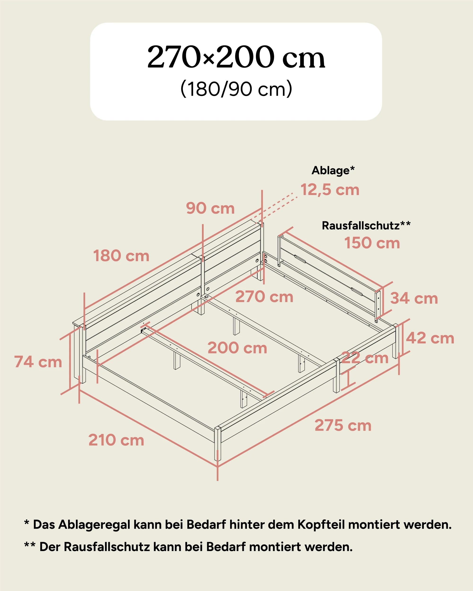 Familienbett  |  Esche  |  270 × 200 cm - Image 9