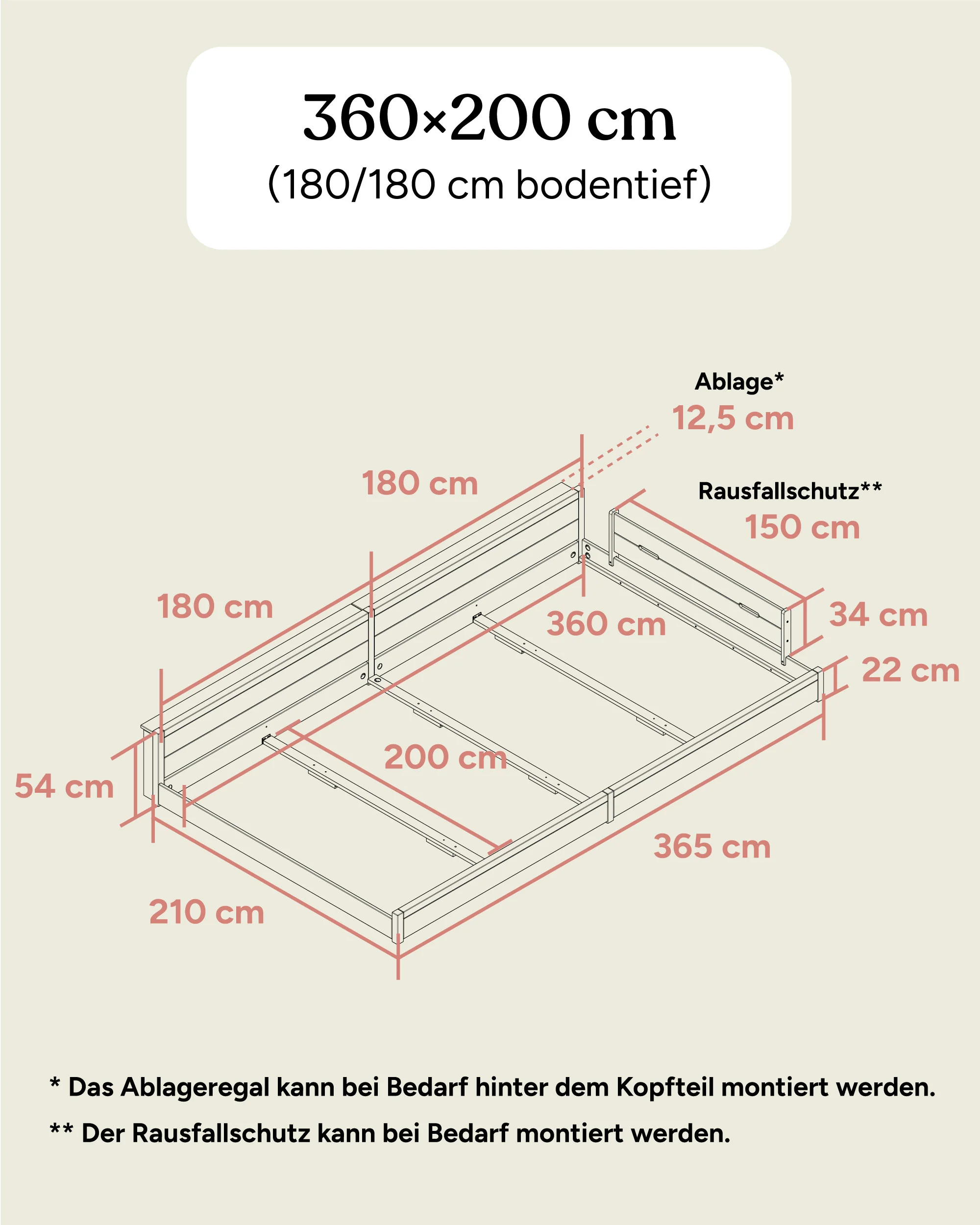 Familienbett  |  Esche  |  360 × 200 cm - Image 10