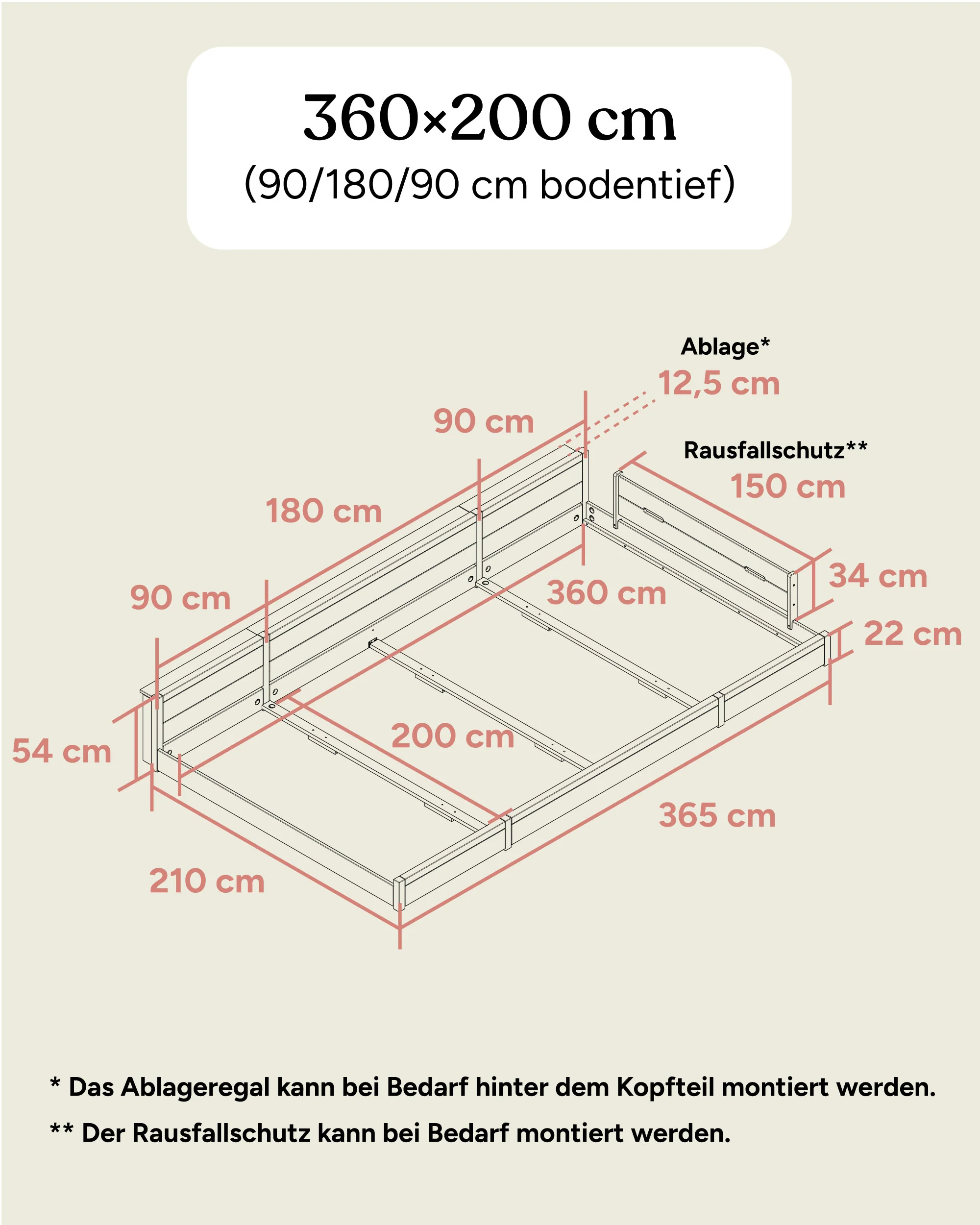 Familienbett  |  Esche  |  360 × 200 cm - Image 12