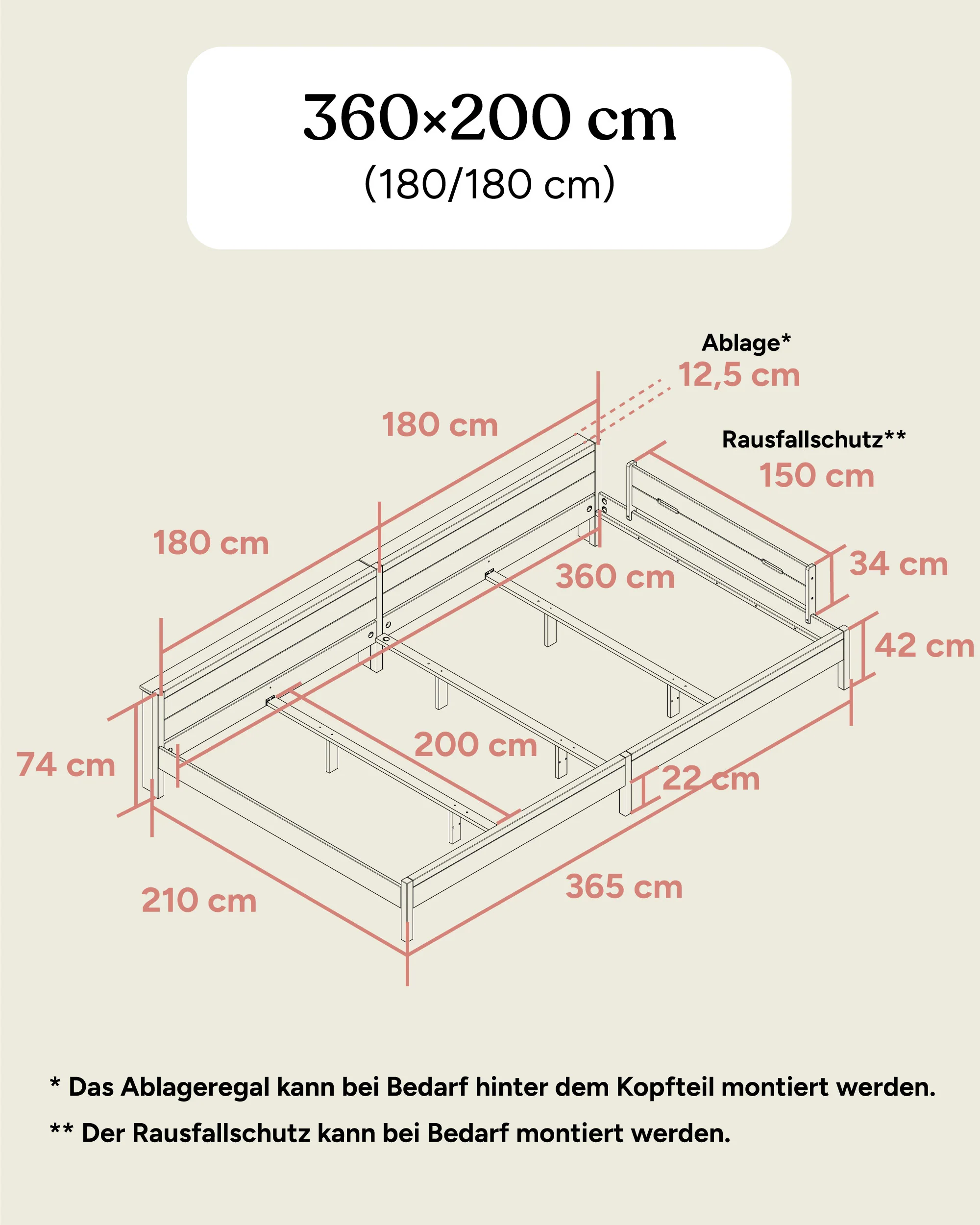Familienbett  |  Esche  |  360 × 200 cm - Image 9