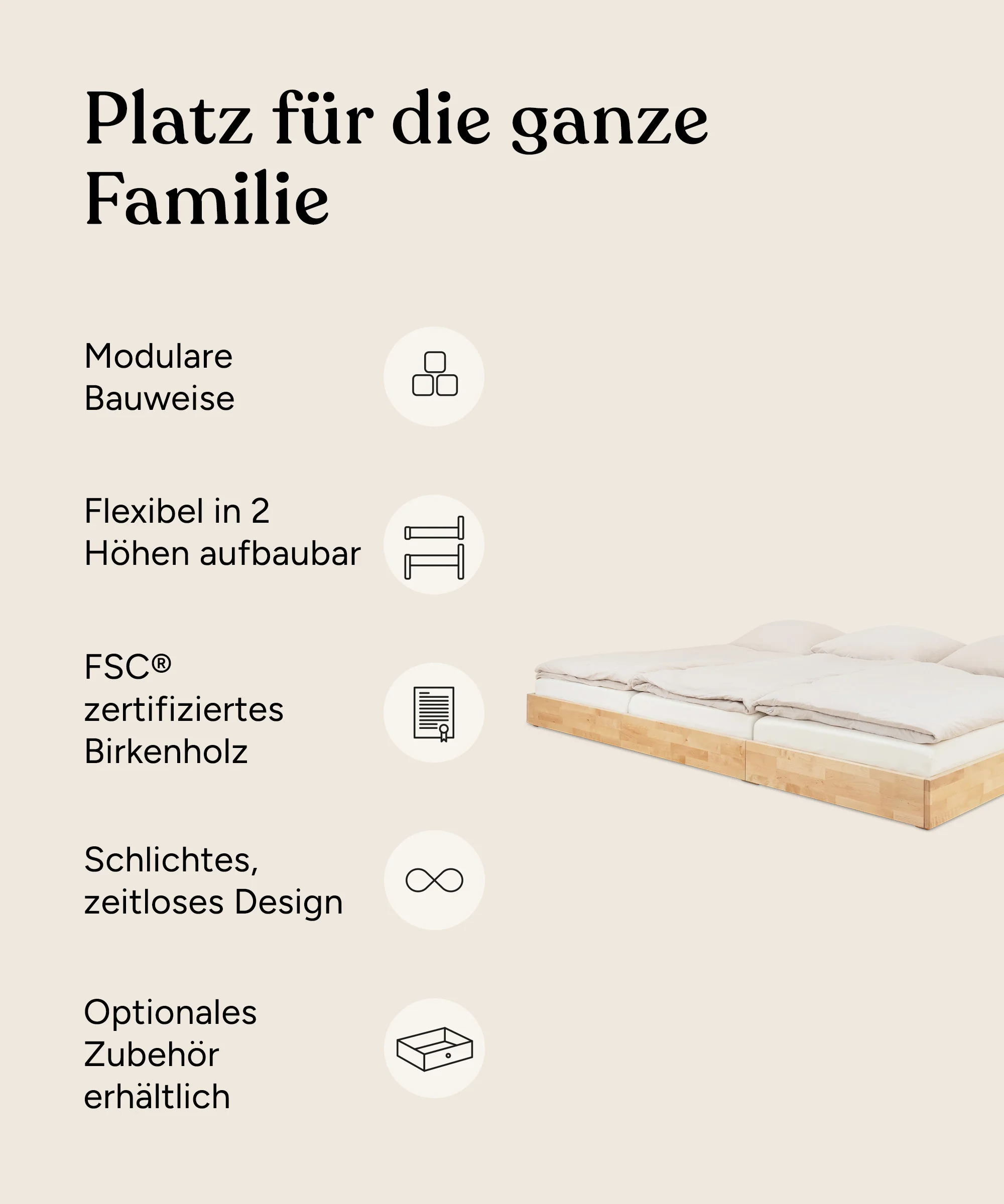 Familienbett Plano | Birke | 270 × 200 cm - Image 3