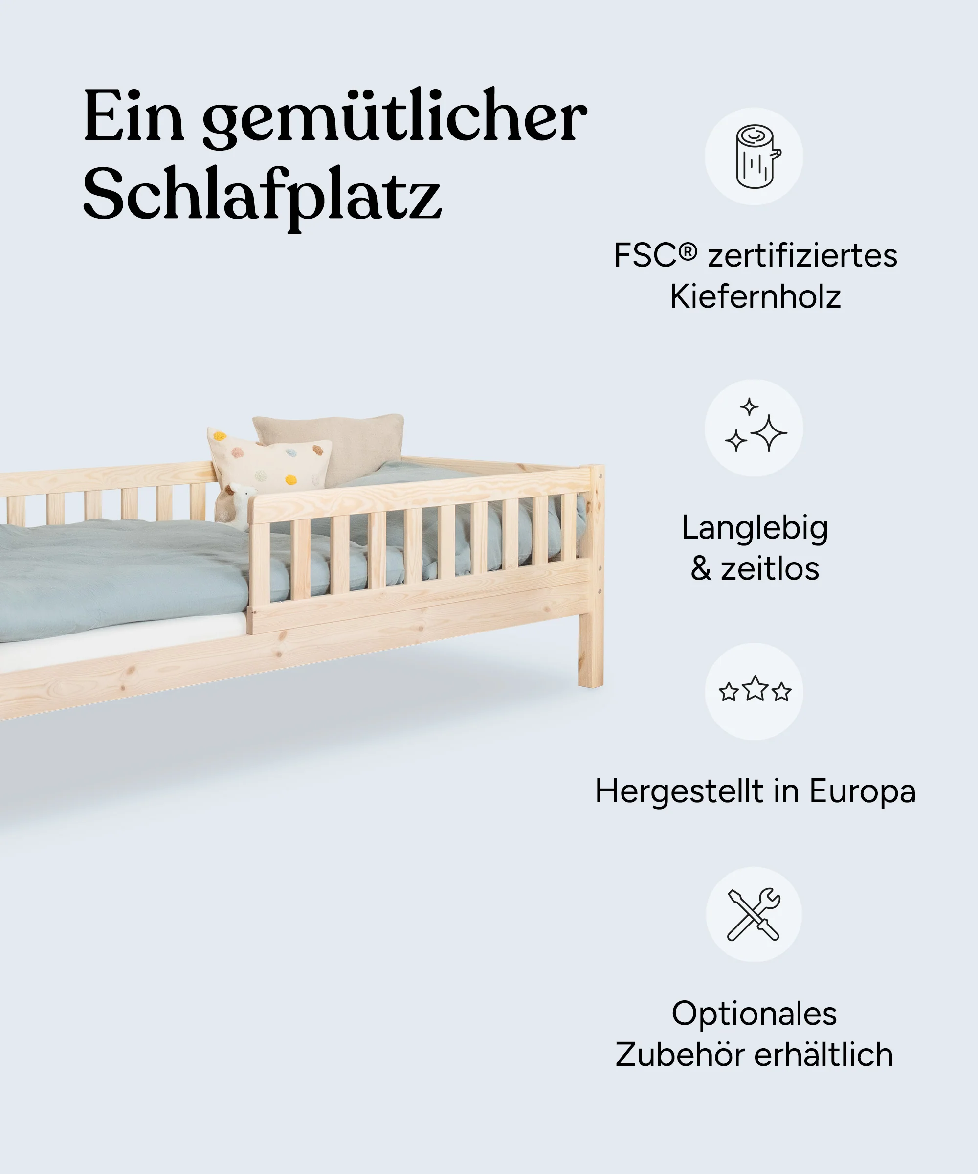 Kinderbett Lille  |  Kiefer Natur - Image 3