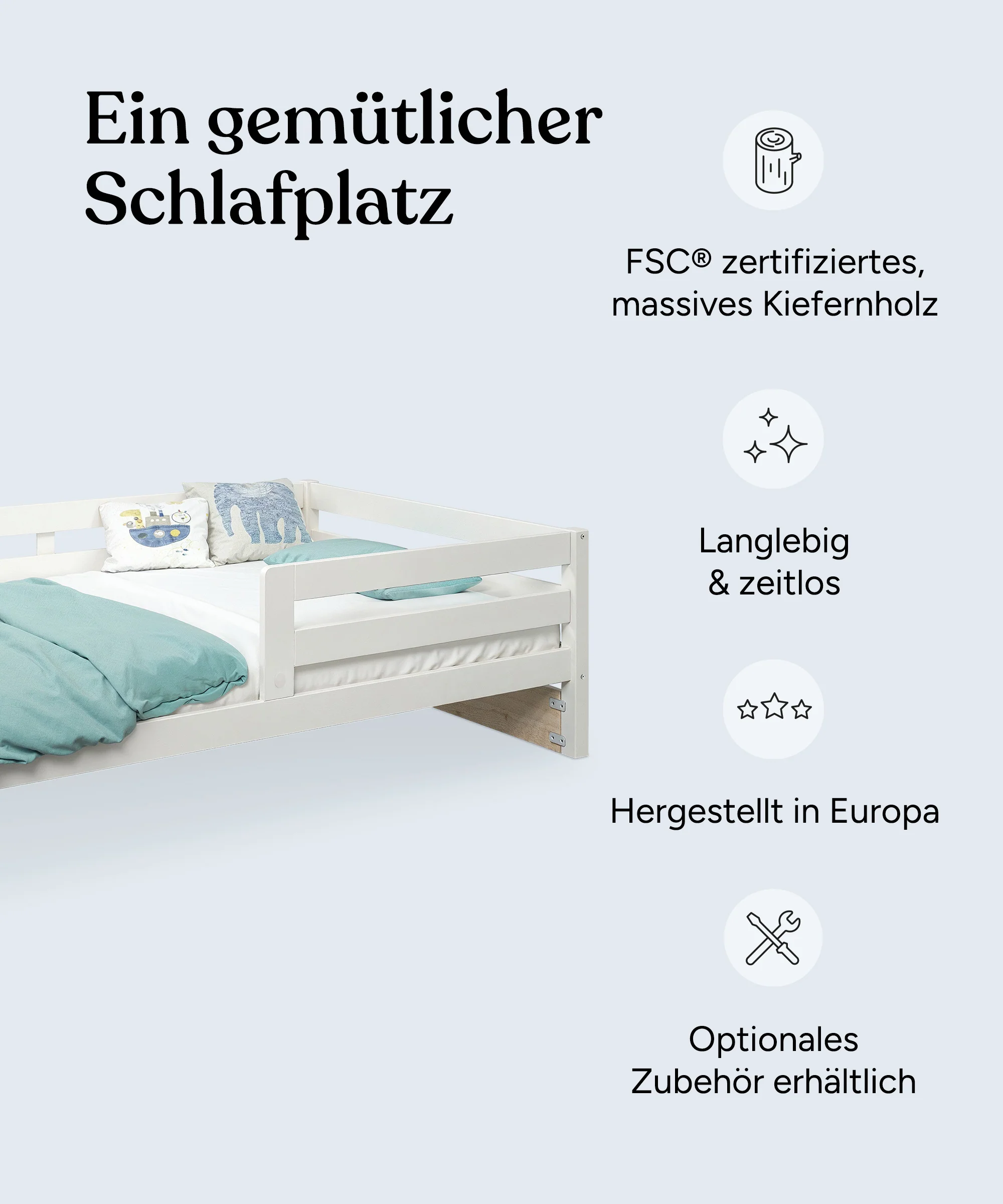 Kinderbett Sona  |  Kiefer Weiß - Image 3