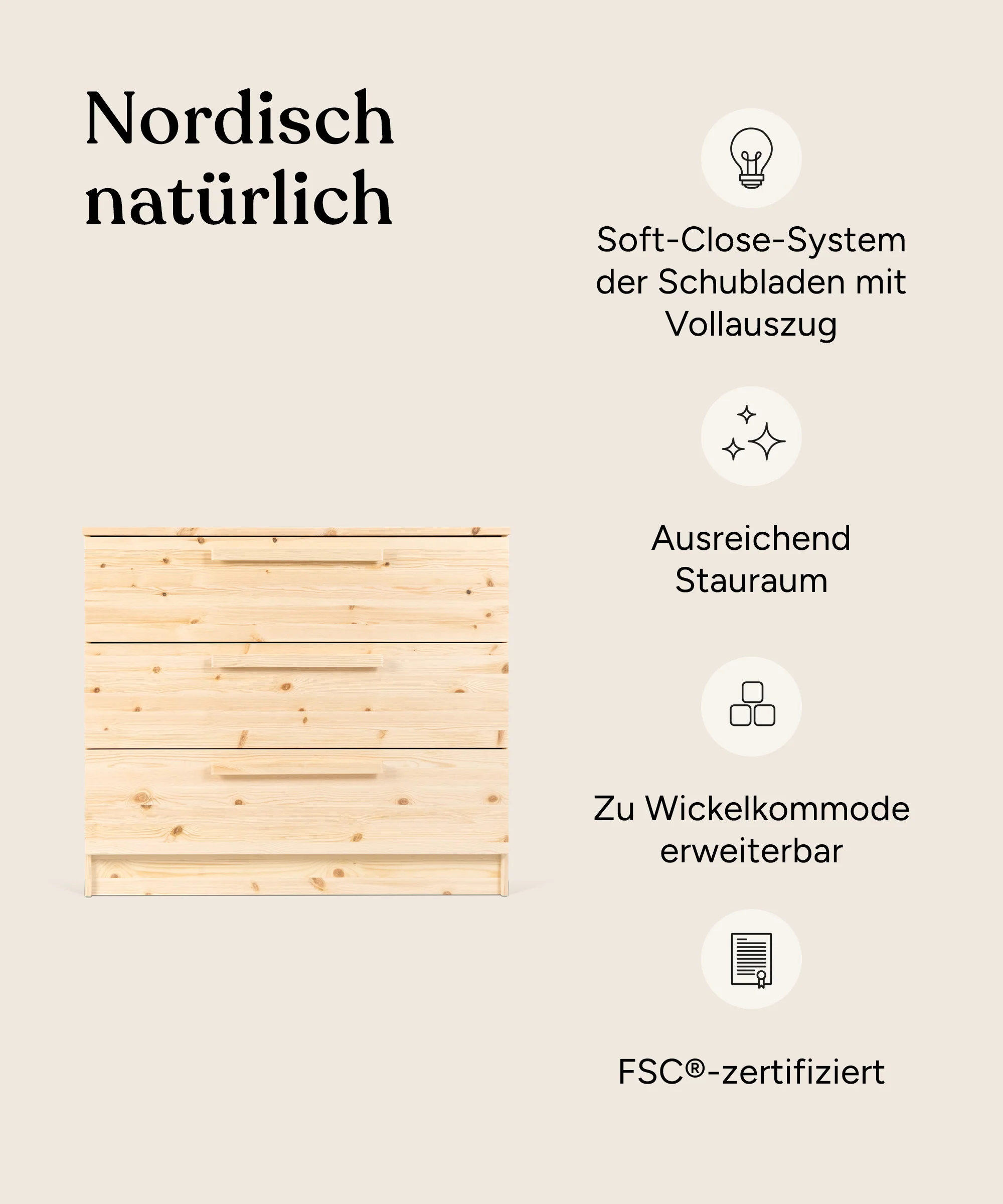 Kommode Linia | Kiefer Natur - Image 3