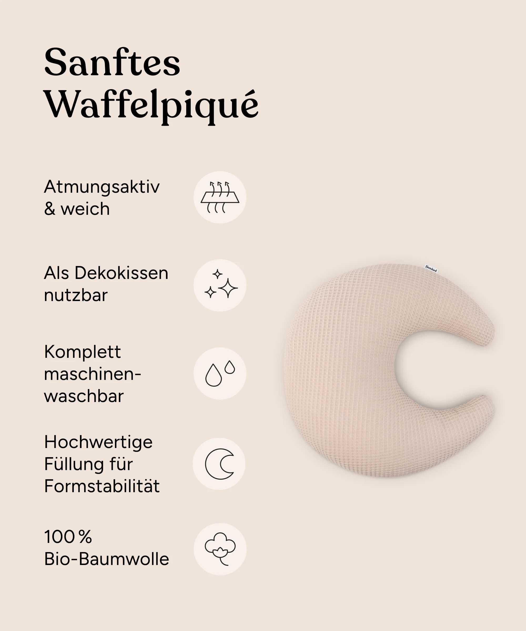 Kuschelkissen Mond | Waffelpiqué - Image 3