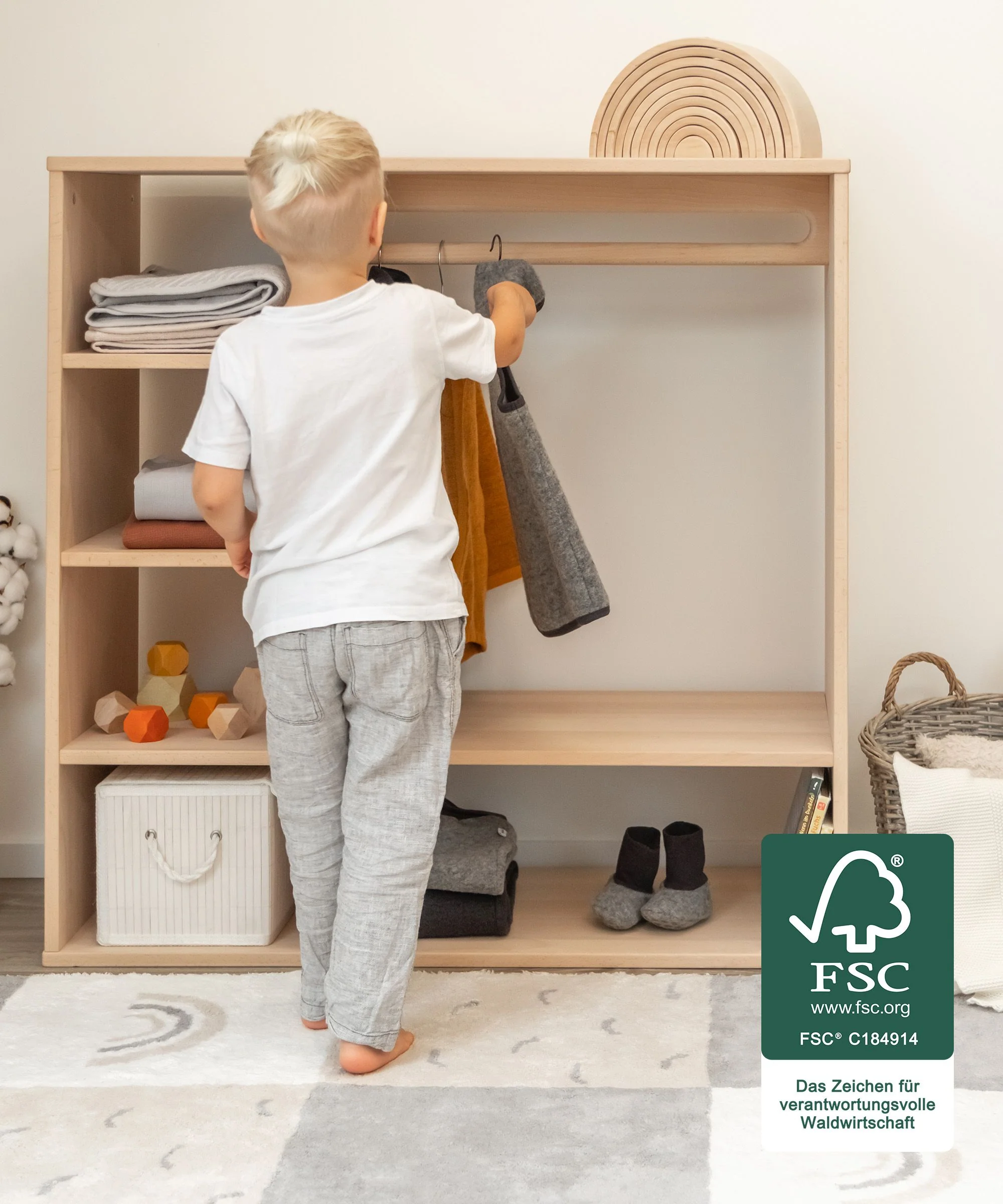 Montessori-Kleiderschrank (B-Ware) | Buche - Image 2