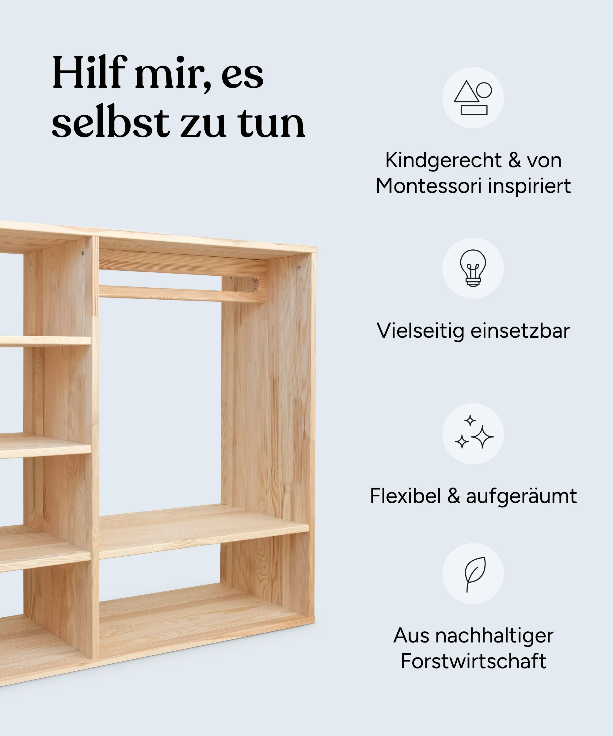 Montessori-Kleiderschrank  |  Kiefer - Image 4