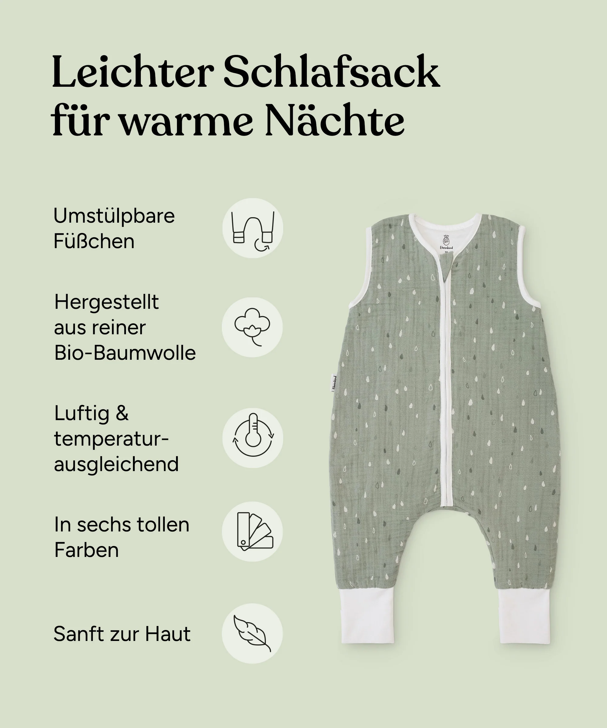Schlafsack mit Beinen  |  Sommer  |  Musselin - Image 3
