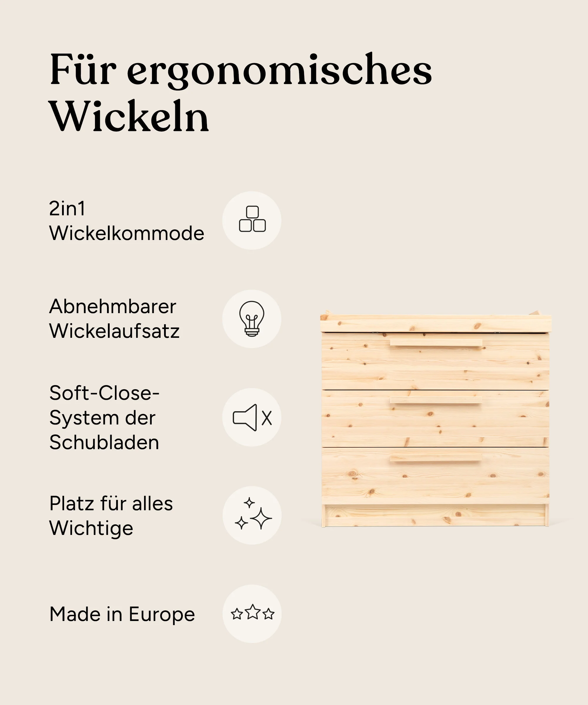Wickelkommode Linia | Kiefer Natur - Image 3